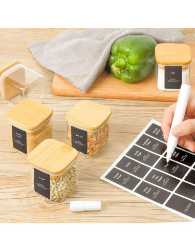 Frascos de Especias ComSaf 4 oz Cuadrados con Etiquetas - 6 Piezas