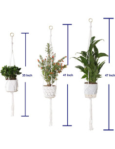 Juego de 3 Soportes de Macramé Vriysei para Plantas 89-119 cm 2