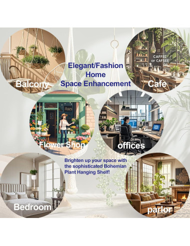 Juego de 3 Soportes de Macramé Vriysei para Plantas 89-119 cm