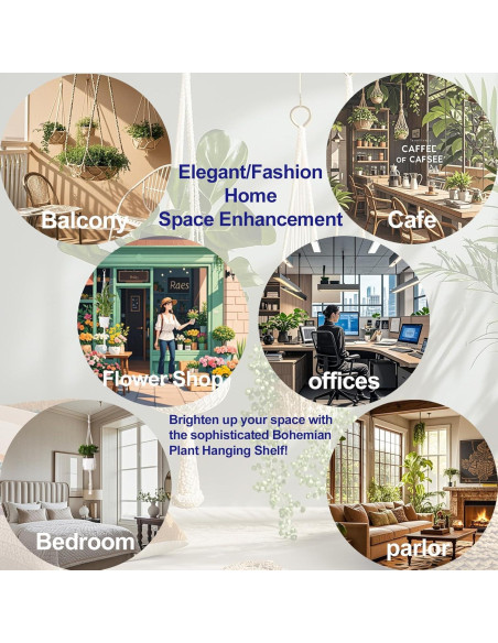 Juego de 3 Soportes de Macramé Vriysei para Plantas 89-119 cm