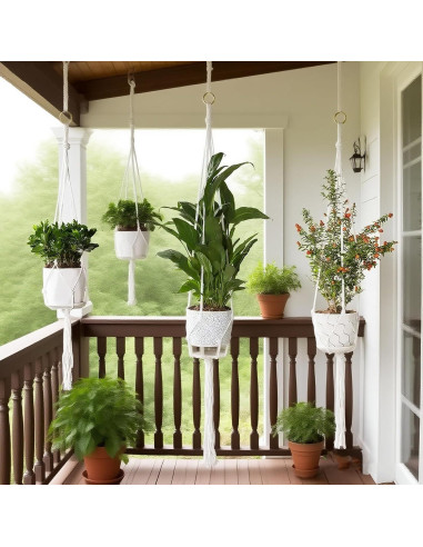 Juego de 3 Soportes de Macramé Vriysei para Plantas 89-119 cm