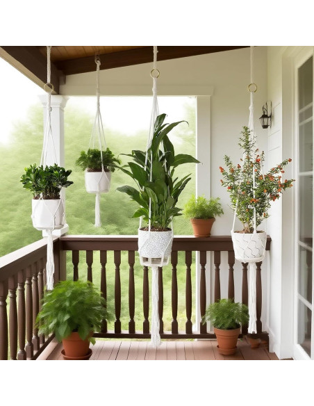 Juego de 3 Soportes de Macramé Vriysei para Plantas 89-119 cm