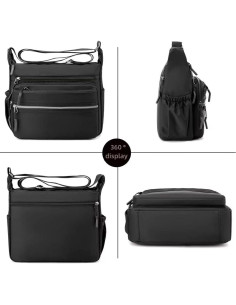 Bolsa Mensajera Mudono Gris Nylon Impermeable Multi-bolsillo 2