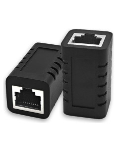 Acoplador RJ45 Extensor Ethernet Cat5e Cat6 Cat7 Negro 2-Pack