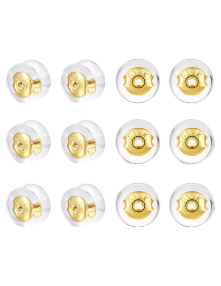 Respaldos de Aretes DELECOE 12 Piezas Silicona Oro 18K Respaldos de Aretes DELECOE 12 Piezas Silicona Oro 18K