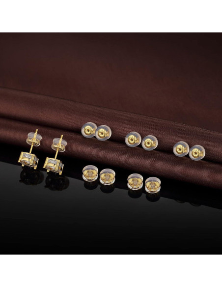Respaldos de Aretes DELECOE 12 Piezas Silicona Oro 18K Respaldos de Aretes DELECOE 12 Piezas Silicona Oro 18K