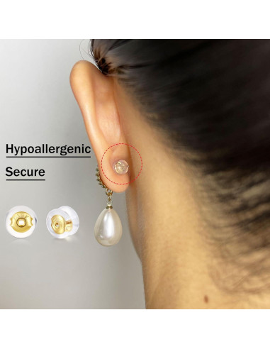 Respaldos de Aretes DELECOE 12 Piezas Silicona Oro 18K