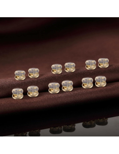Respaldos de Aretes DELECOE 12 Piezas Silicona Oro 18K