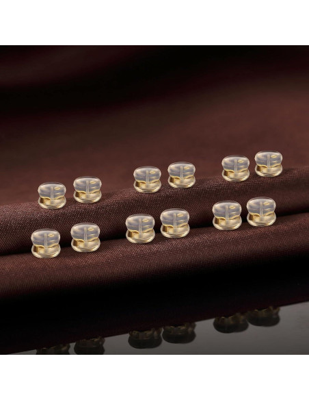 Respaldos de Aretes DELECOE 12 Piezas Silicona Oro 18K Respaldos de Aretes DELECOE 12 Piezas Silicona Oro 18K
