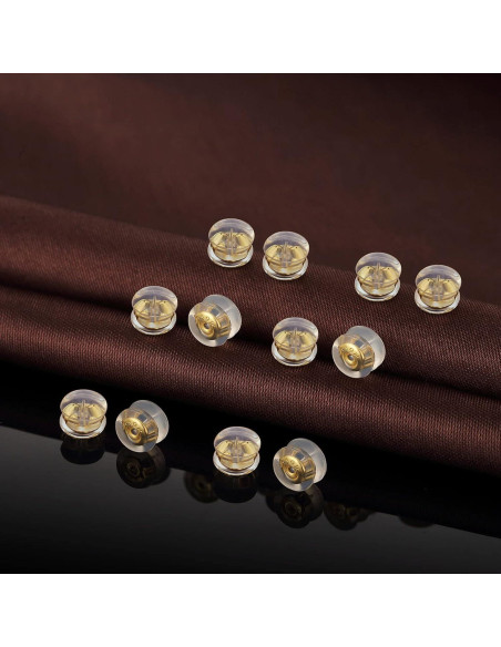 Respaldos de Aretes DELECOE 12 Piezas Silicona Oro 18K Respaldos de Aretes DELECOE 12 Piezas Silicona Oro 18K