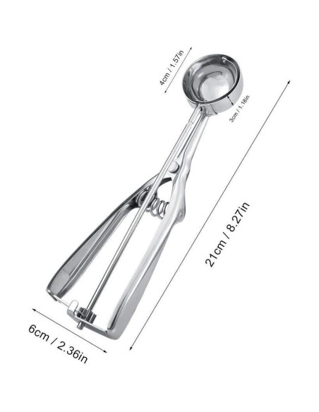 Cucharón de Helado Yosoo de Acero Inoxidable 4 cm con Disparador
