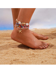 Conjunto de Pulseras de Tobillo Boho 5 Pcs con Conchas para Mujeres 2