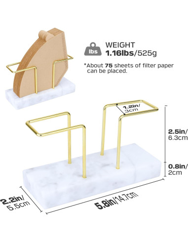 Soporte para Filtros de Café PUNNIO de Mármol y Latón 14cm