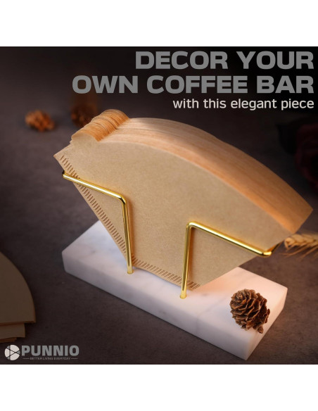 Soporte para Filtros de Café PUNNIO de Mármol y Latón 14cm