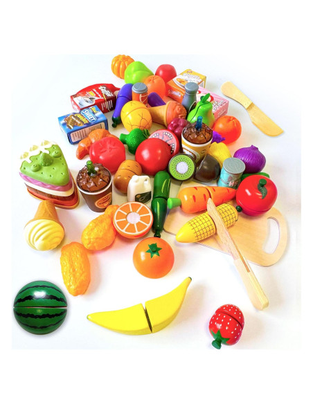 Set de Comida de Juguete de Madera JBBRO 46 Piezas Montessori