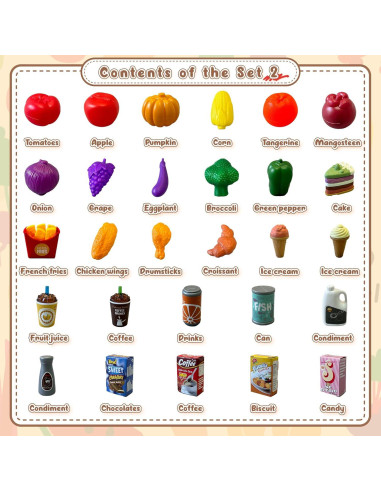 Set de Comida de Juguete de Madera JBBRO 46 Piezas Montessori