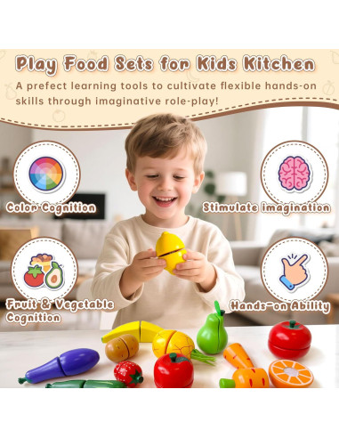 Set de Comida de Juguete de Madera JBBRO 46 Piezas Montessori