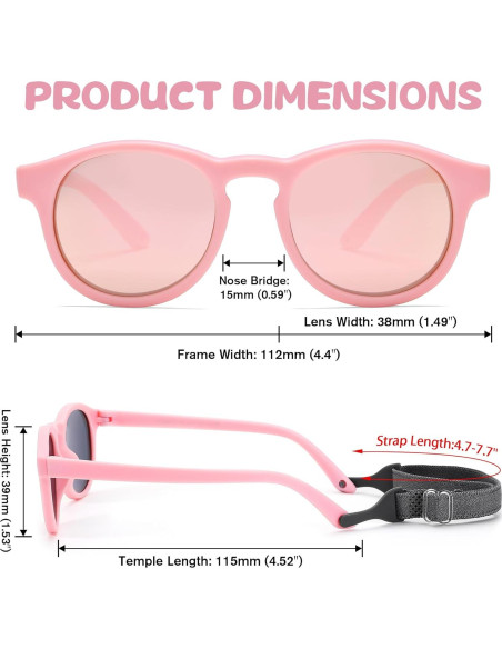 Gafas de sol redondas LIU-WEN polarizadas UV400 para bebés 0-24 meses