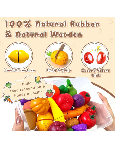 Set de Comida de Juguete de Madera JBBRO 46 Piezas Montessori