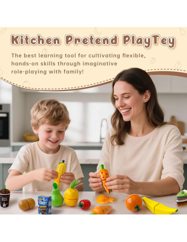 Set de Comida de Juguete de Madera JBBRO 46 Piezas Montessori