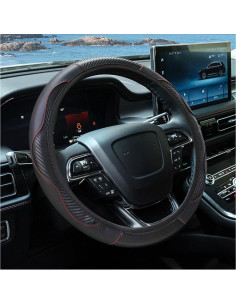 Funda de Volante KITUREK 38 cm Cuero Fibra Carbono Antideslizante 2