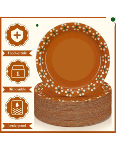 Platos Desechables de Papel Yungyan 23 cm - 100 Piezas Floral 2