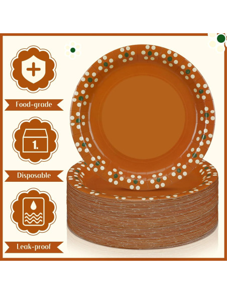 Platos Desechables de Papel Yungyan 23 cm - 100 Piezas Floral