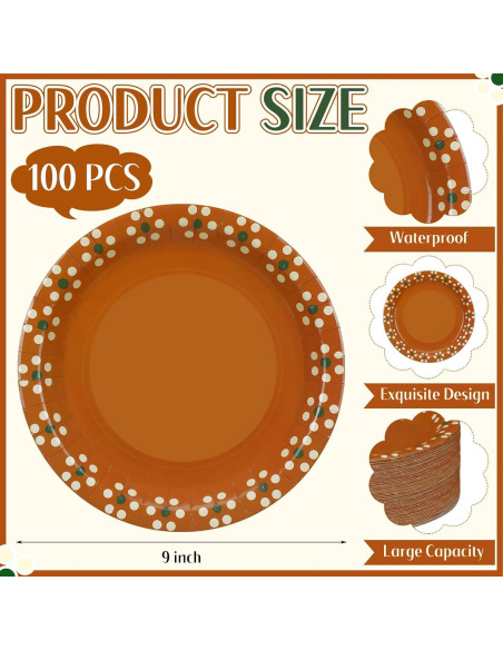 Platos Desechables de Papel Yungyan 23 cm - 100 Piezas Floral