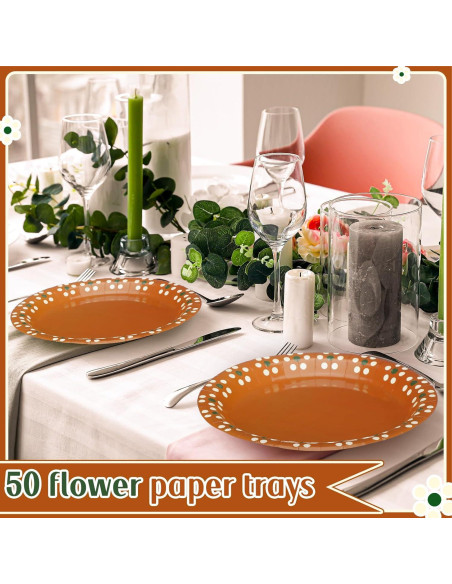 Platos Desechables de Papel Yungyan 23 cm - 100 Piezas Floral