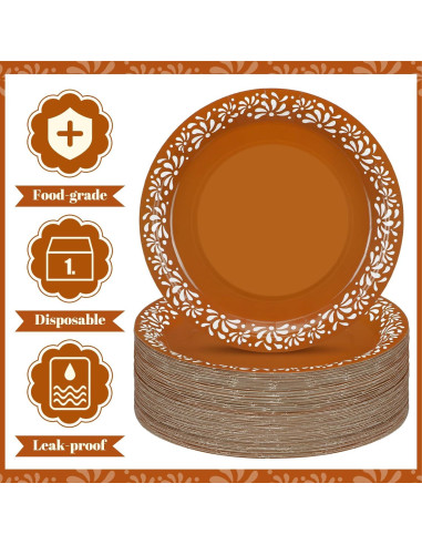 Platos Desechables Mexicanos Yungyan 100 Pcs 23 cm Floral