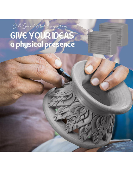 Kit de Arcilla de Modelado Feifeiya 900g Gris con Herramientas