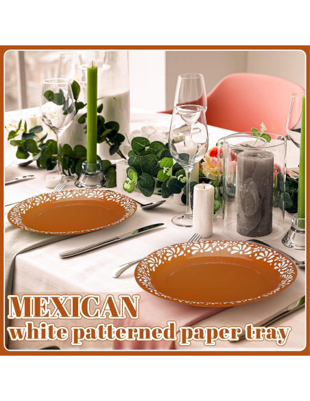 Platos Desechables Mexicanos Yungyan 100 Pcs 23 cm Floral