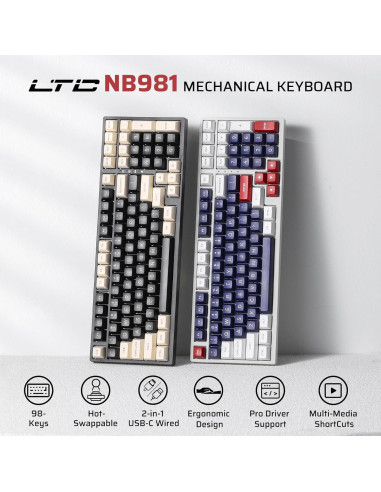 Teclado Mecánico LTC NB981 98 Teclas Retroiluminado Blanco
