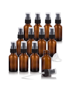 Botellas de Vidrio Ámbar 30 ml JUVITUS con Bomba - Paquete de 12