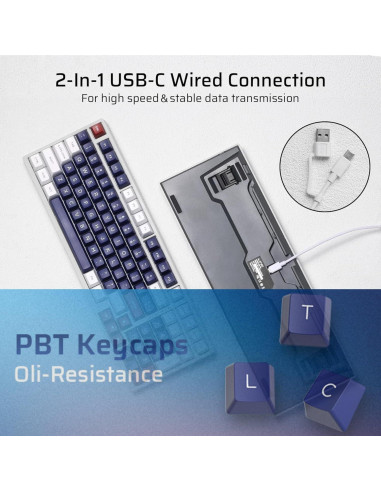 Teclado Mecánico LTC NB981 98 Teclas Retroiluminado Blanco