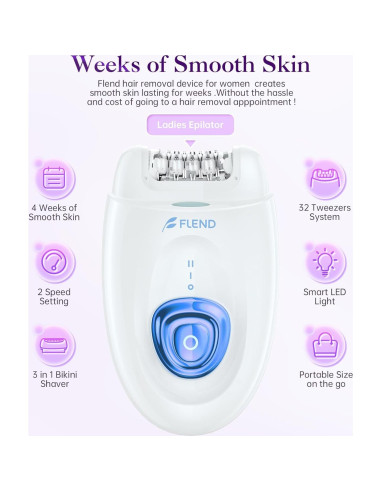 Epilador Facial 2 en 1 Flend para Mujeres con Luz LED