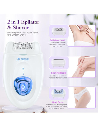 Epilador Facial 2 en 1 Flend para Mujeres con Luz LED
