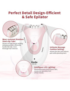 Epilador Facial Portátil AUTBNJRSKA 2 Velocidades Luz LED 2