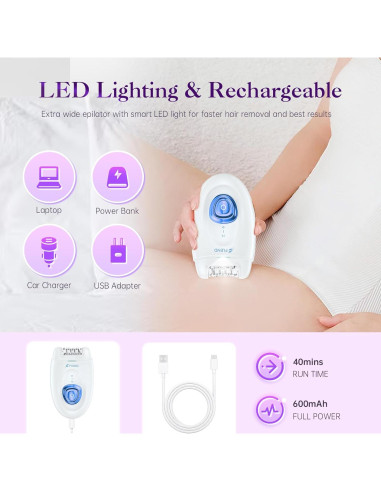 Epilador Facial 2 en 1 Flend para Mujeres con Luz LED