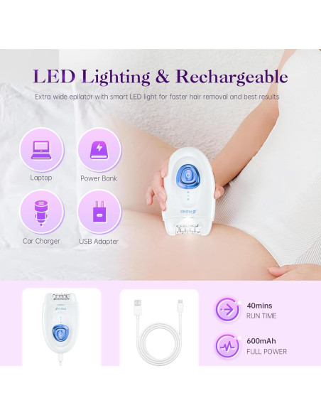 Epilador Facial 2 en 1 Flend para Mujeres con Luz LED