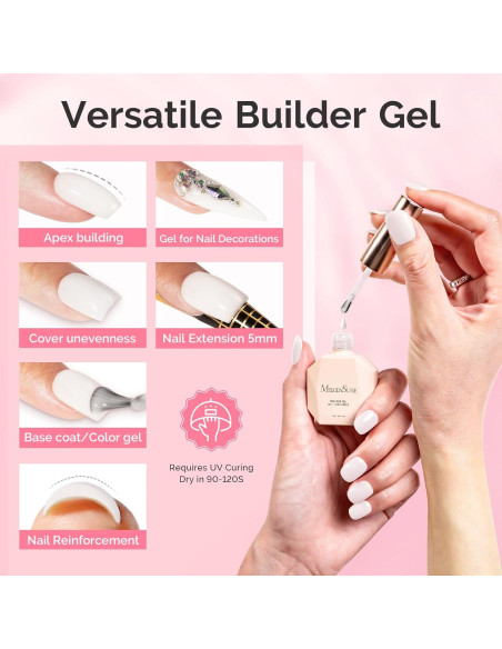 Gel Constructor para Uñas MelodySusie 2PCS 15ml Blanco Lechoso