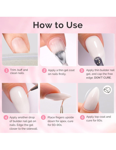 Gel Constructor para Uñas MelodySusie 2PCS 15ml Blanco Lechoso