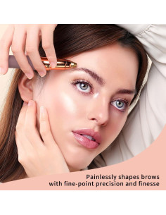 Afeitadora Eléctrica para Cejas Mujeres Oro Rosa Recargable 2