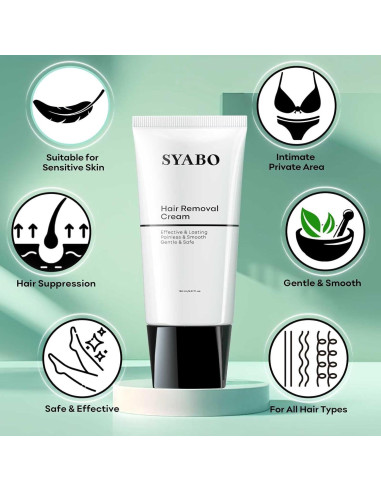 Crema Depilatoria para Piel Sensible SYABO 148 ml - Indolora