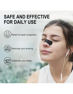 Tiras Nasales AROIC 90 Pcs Negras Antironquidos Universal 2