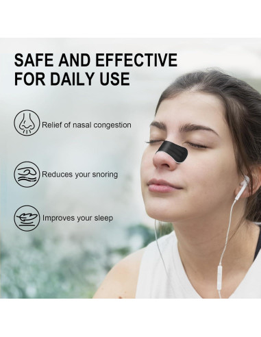 Tiras Nasales AROIC 90 Pcs Negras Antironquidos Universal