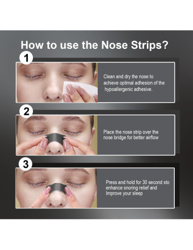 Tiras Nasales AROIC 90 Pcs Negras Antironquidos Universal