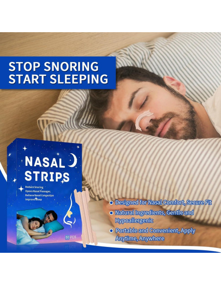 Tiras Nasales Antironquidos Hipoalergénicas MrKayll - 50 Unidades Tiras Nasales Antironquidos Hipoalergénicas MrKayll - 50 Unidades