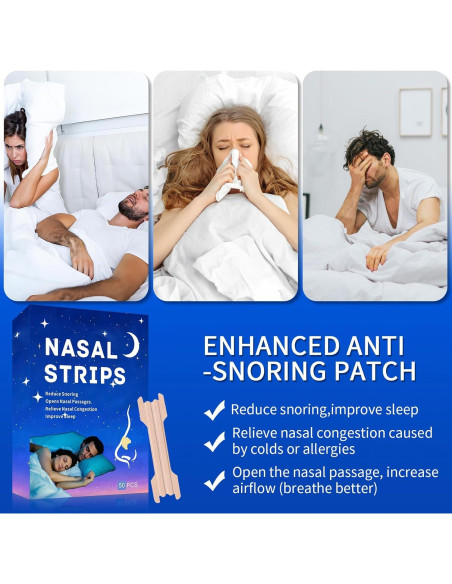 Tiras Nasales Antironquidos Hipoalergénicas MrKayll - 50 Unidades Tiras Nasales Antironquidos Hipoalergénicas MrKayll - 50 Unidades