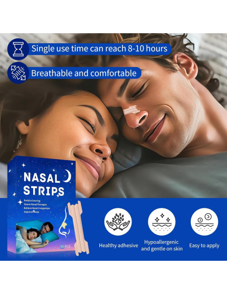 Tiras Nasales Antironquidos Hipoalergénicas MrKayll - 50 Unidades Tiras Nasales Antironquidos Hipoalergénicas MrKayll - 50 Unidades